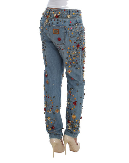 Dolce &amp; Gabbana Enchanted Sicily Crystal Heart Boyfriend Jeans