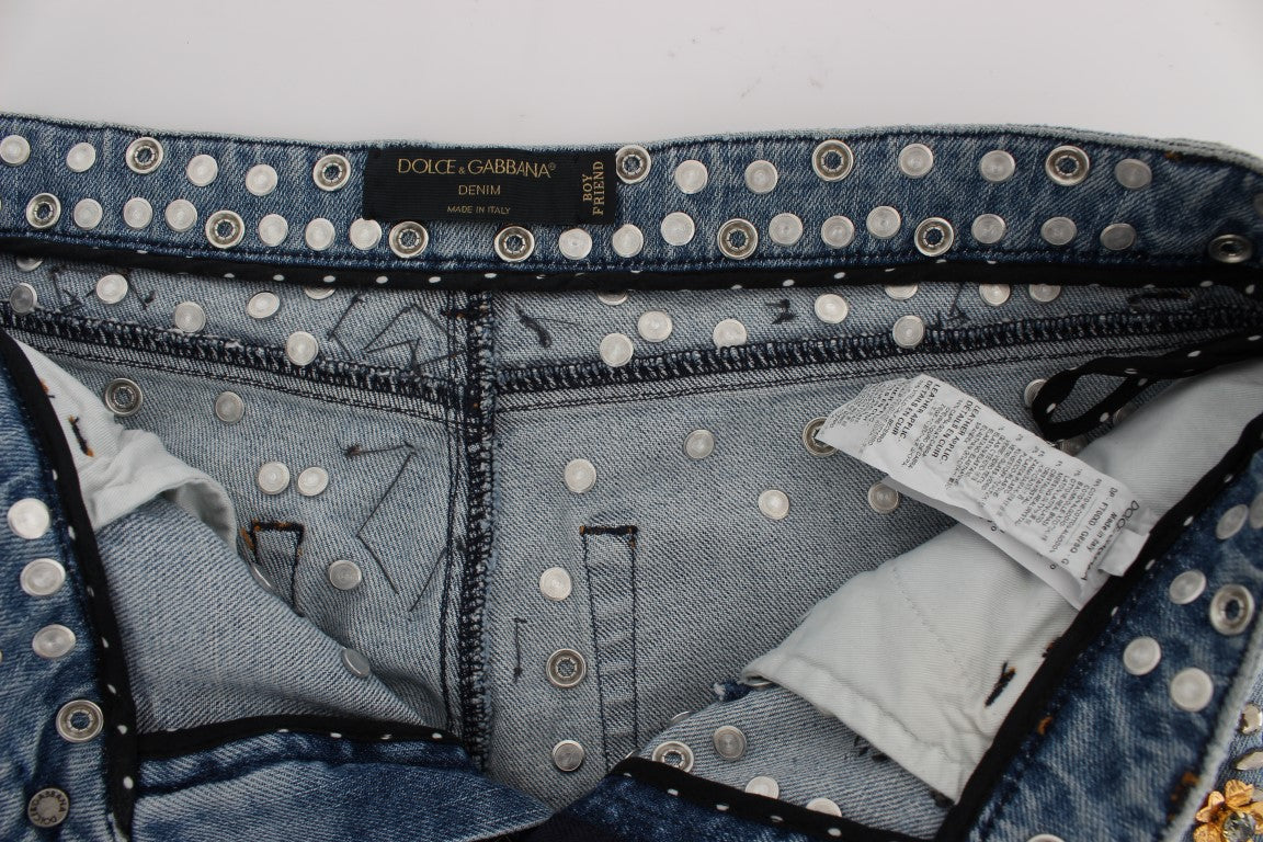 Dolce &amp; Gabbana Enchanted Sicily Crystal Heart Boyfriend Jeans