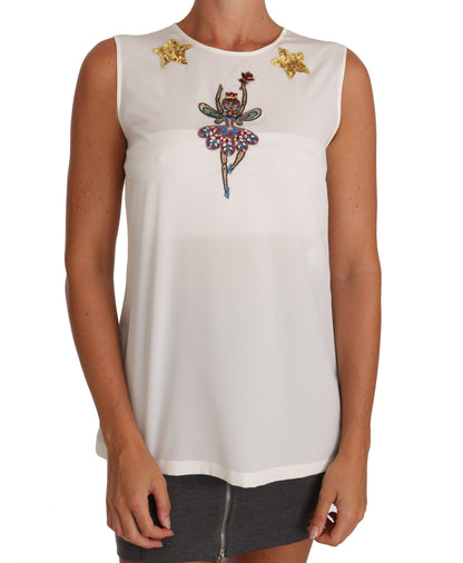 Blusa de seda adornada con cristales Enchanted de Dolce &amp; Gabbana