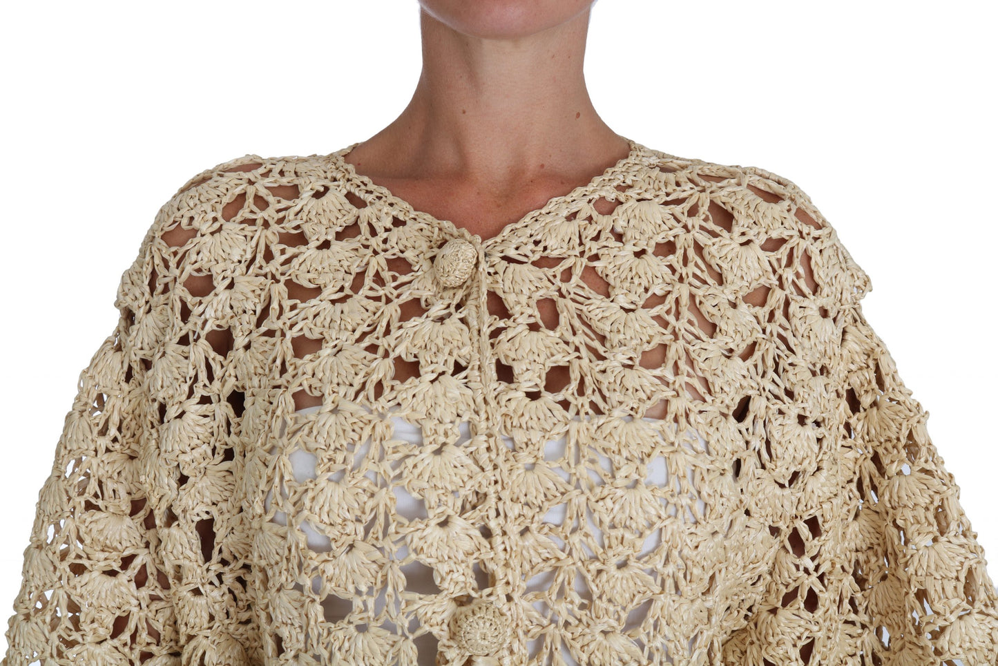 Dolce &amp; Gabbana Chic Beige Virkad Raffia Cardigan