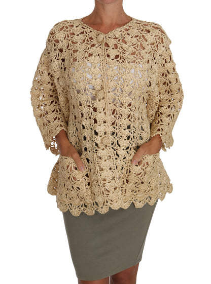 Dolce &amp; Gabbana Chic Beige Virkad Raffia Cardigan