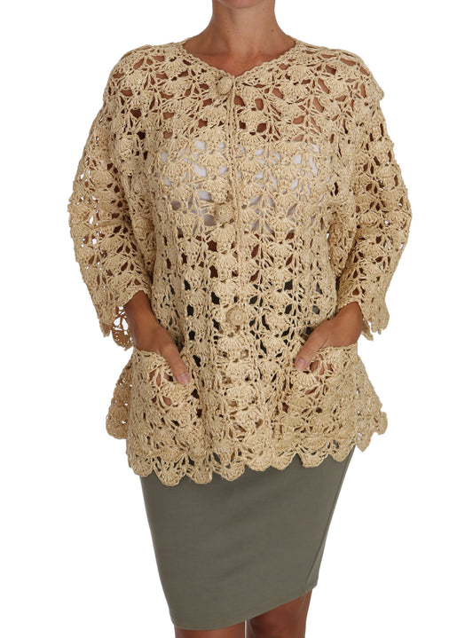 Dolce &amp; Gabbana Chic Beige Virkad Raffia Cardigan