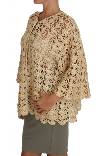 Dolce &amp; Gabbana Chic Beige Virkad Raffia Cardigan