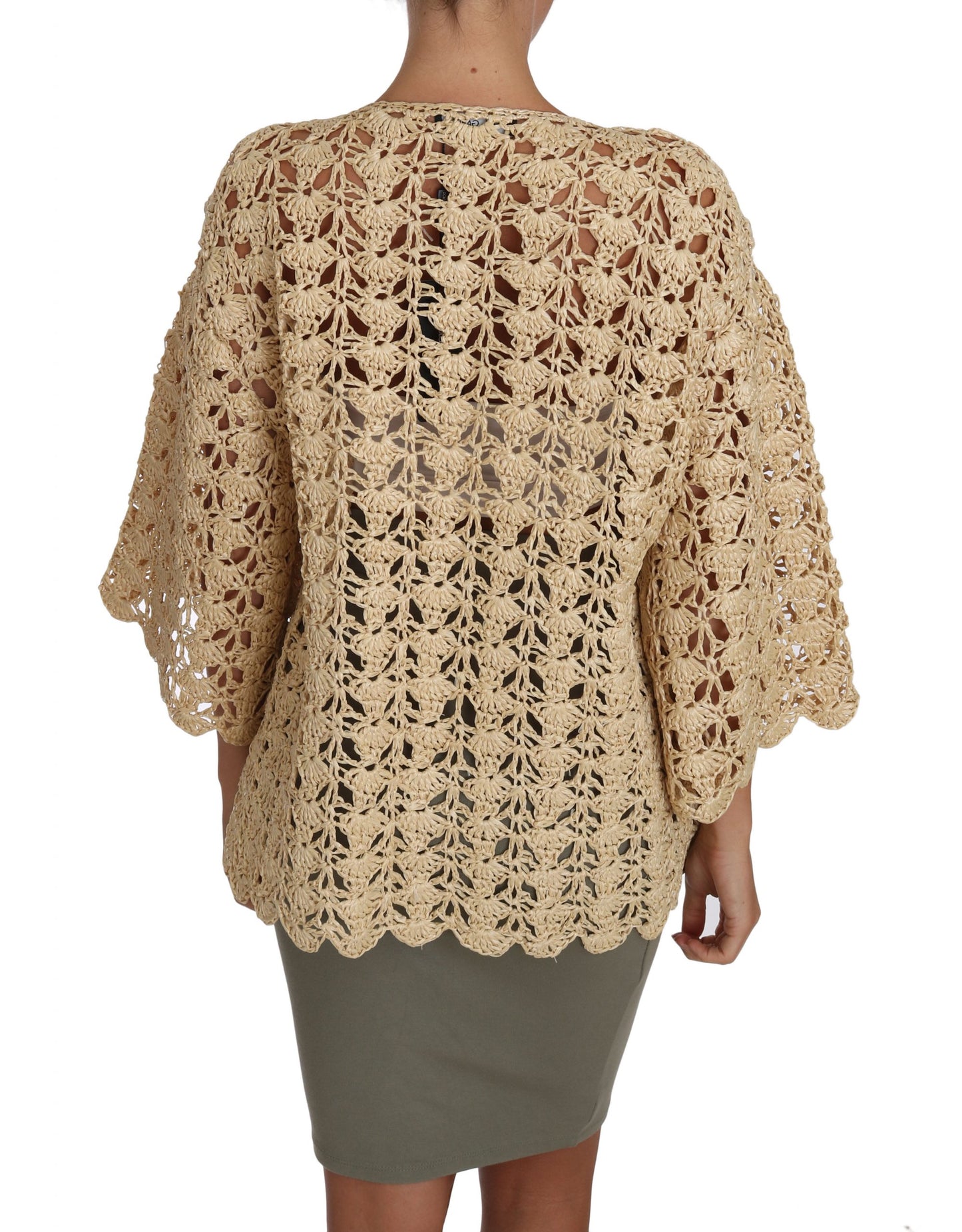 Dolce &amp; Gabbana Chic Beige Virkad Raffia Cardigan