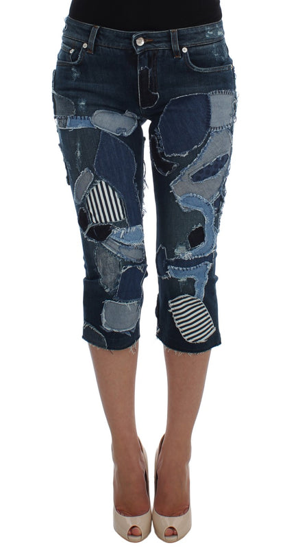 Dolce &amp; Gabbana Chic Blue Patchwork jeansshorts