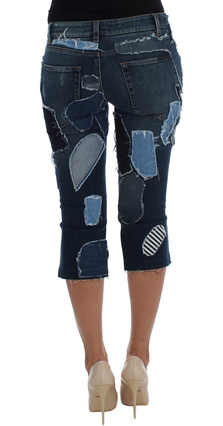 Dolce &amp; Gabbana Chic Blue Patchwork jeansshorts