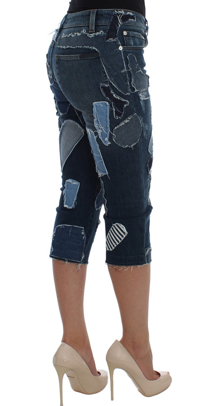 Dolce &amp; Gabbana Chic Blue Patchwork jeansshorts