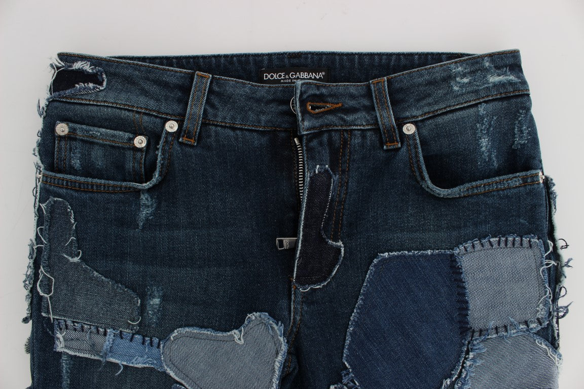 Dolce &amp; Gabbana Chic Blue Patchwork jeansshorts