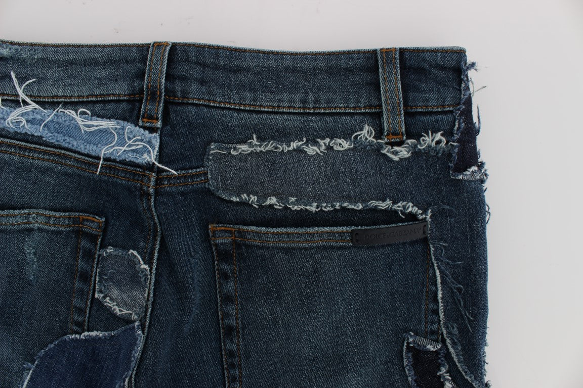 Dolce &amp; Gabbana Chic Blue Patchwork jeansshorts