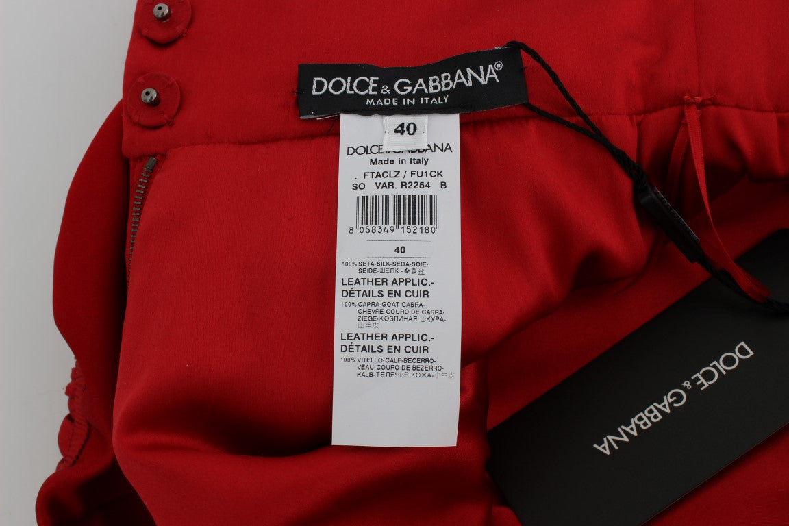 Dolce &amp; Gabbana glamorösa röda sidenblommiga broderade shorts