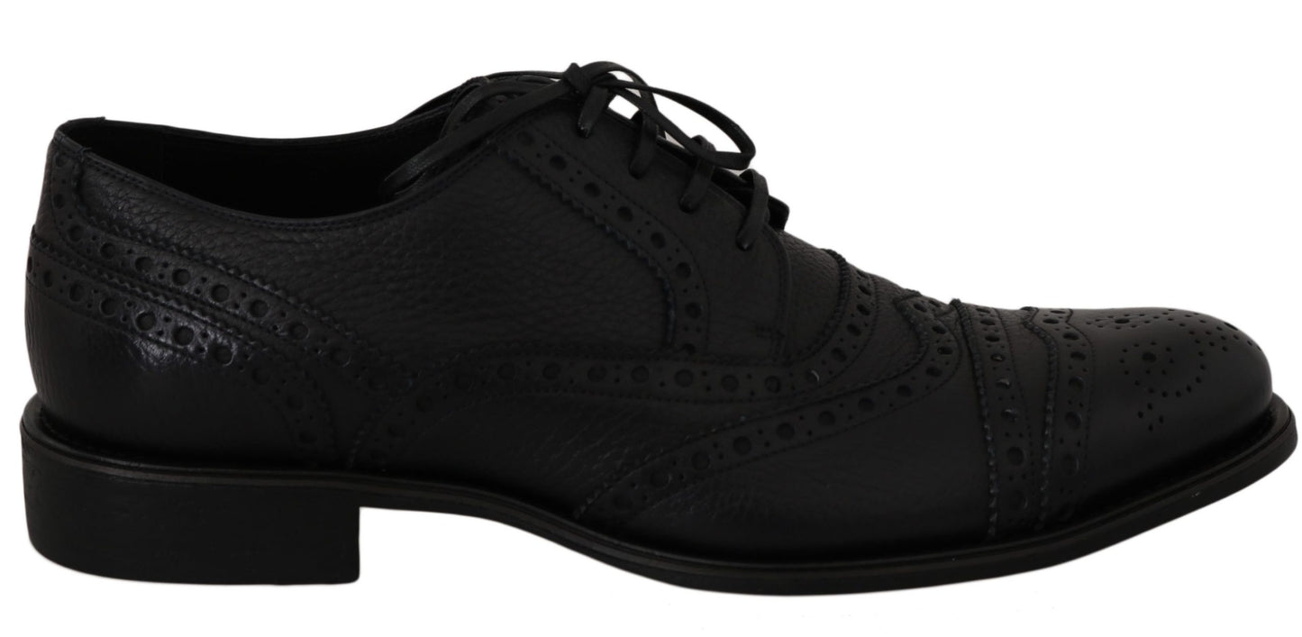 Dolce &amp; Gabbana Elegant Dark Blue Wingtip Derby Dress Shoes