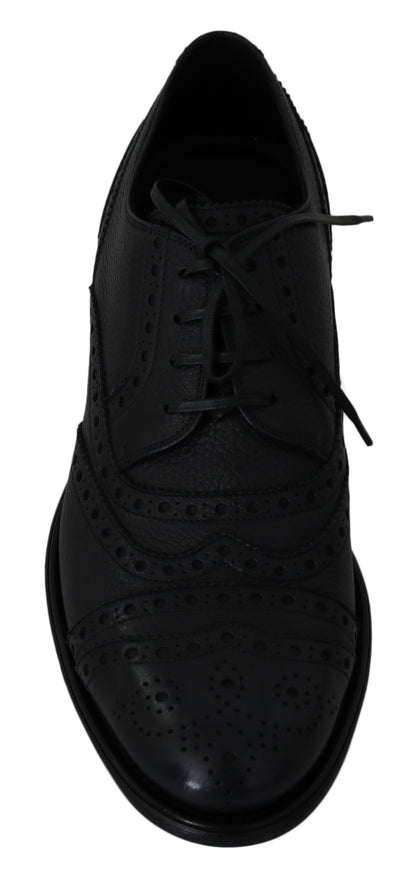 Dolce &amp; Gabbana Elegant Dark Blue Wingtip Derby Dress Shoes