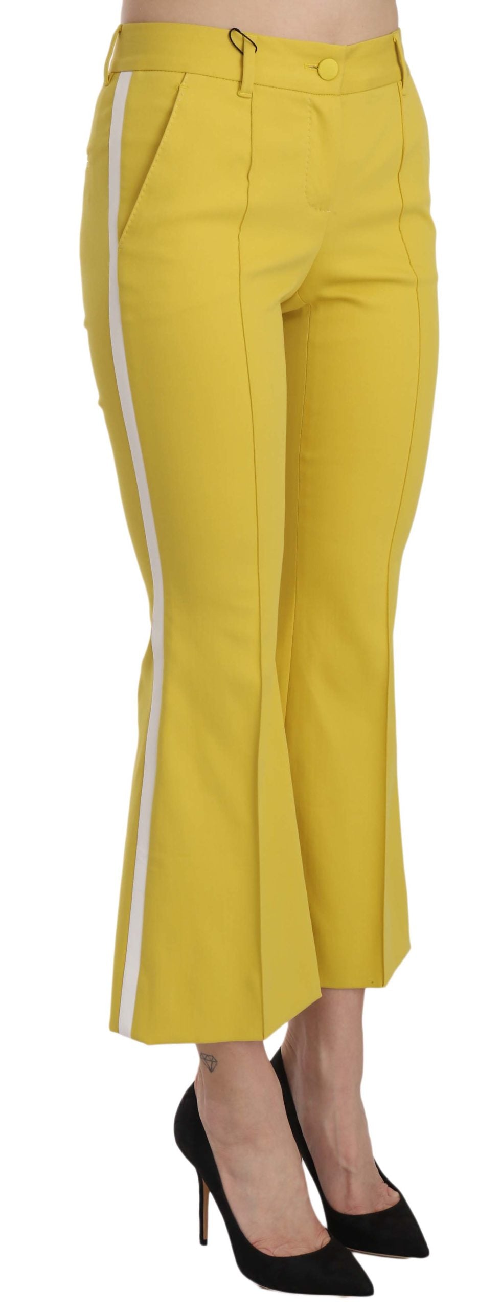 Dolce &amp; Gabbana Chic Yellow Flare Pants för eleganta kvällar