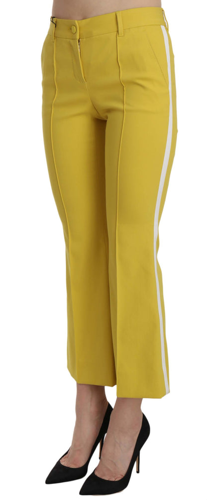 Dolce &amp; Gabbana Chic Yellow Flare Pants för eleganta kvällar