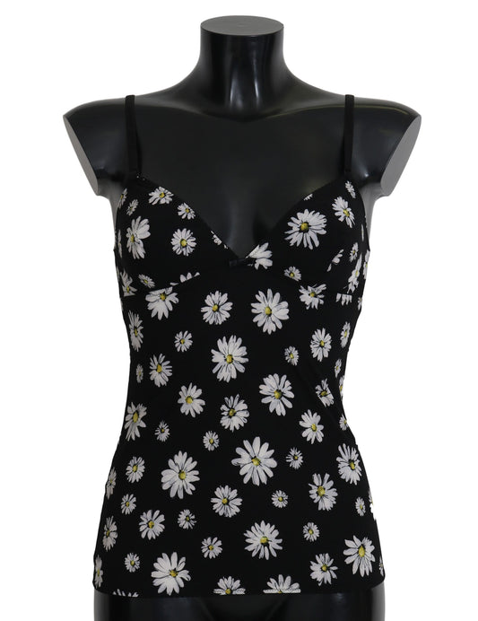 Dolce &amp; Gabbana elegant svart Daisy blommig spets Chemise klänning