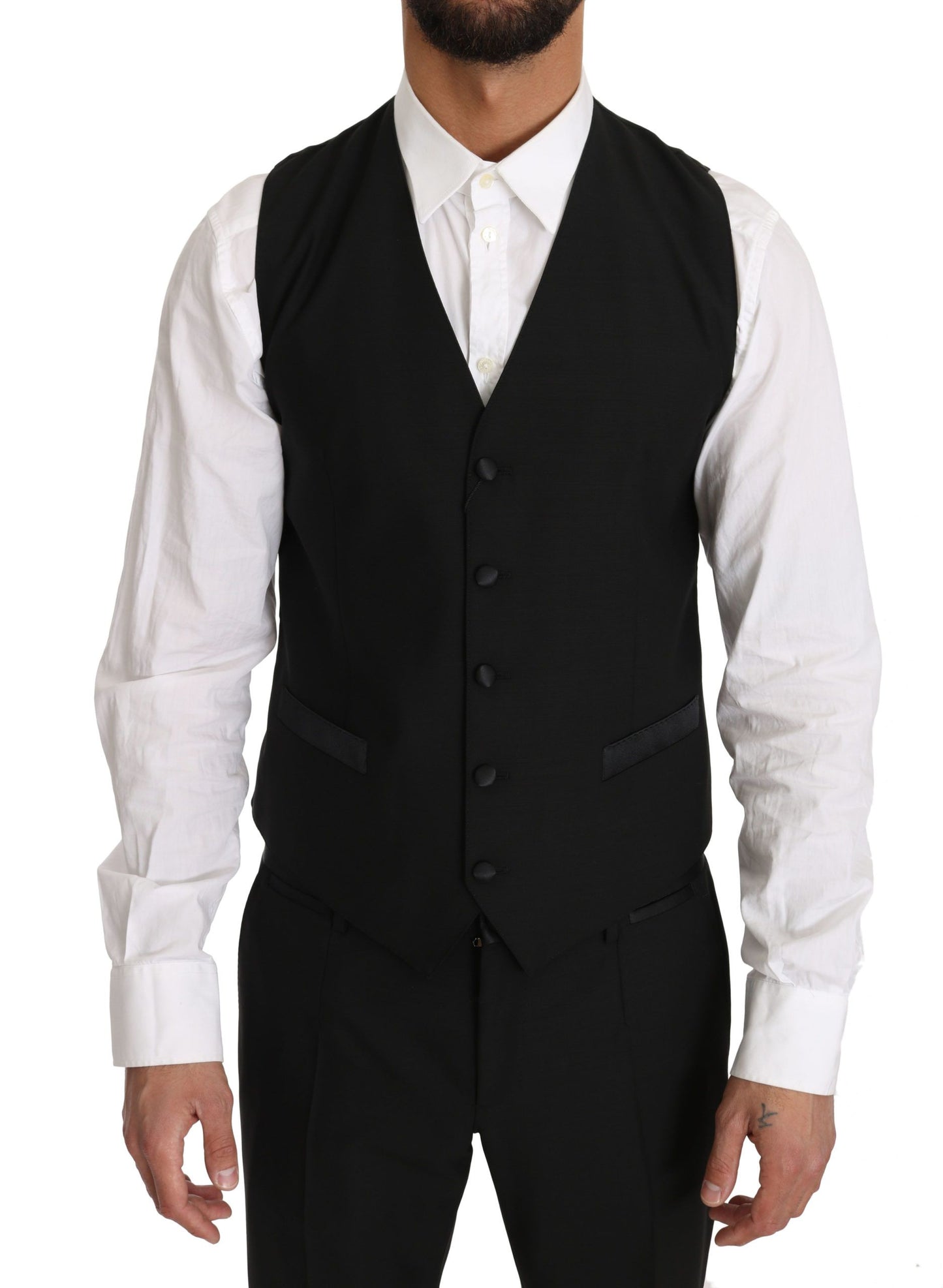 Dolce &amp; Gabbana Sleek Black Slim Fit formell väst