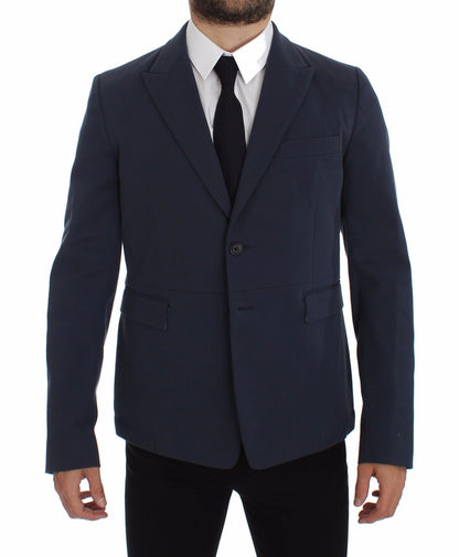 Chaqueta blazer elegante de algodón elástico azul de Dolce &amp; Gabbana